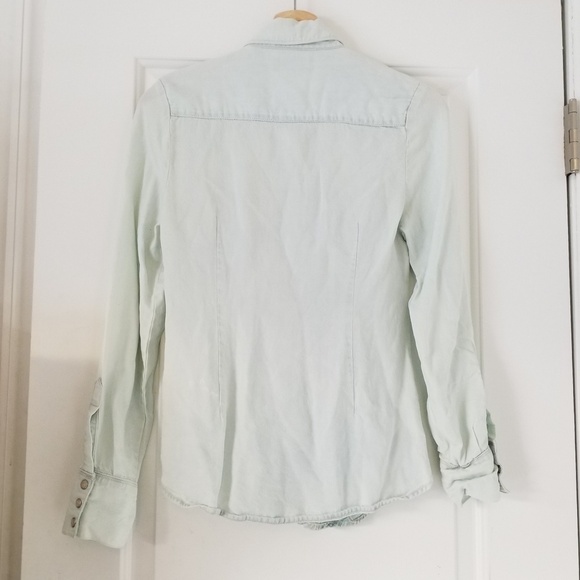 Lucky Brand Washed Blue Plaid Button Down Size XS - Picture 2 of 6